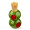 Olive Toothpick Holder Kitchen Accessory Green Multi Dolomite 1.85x1.99x2.91 in
